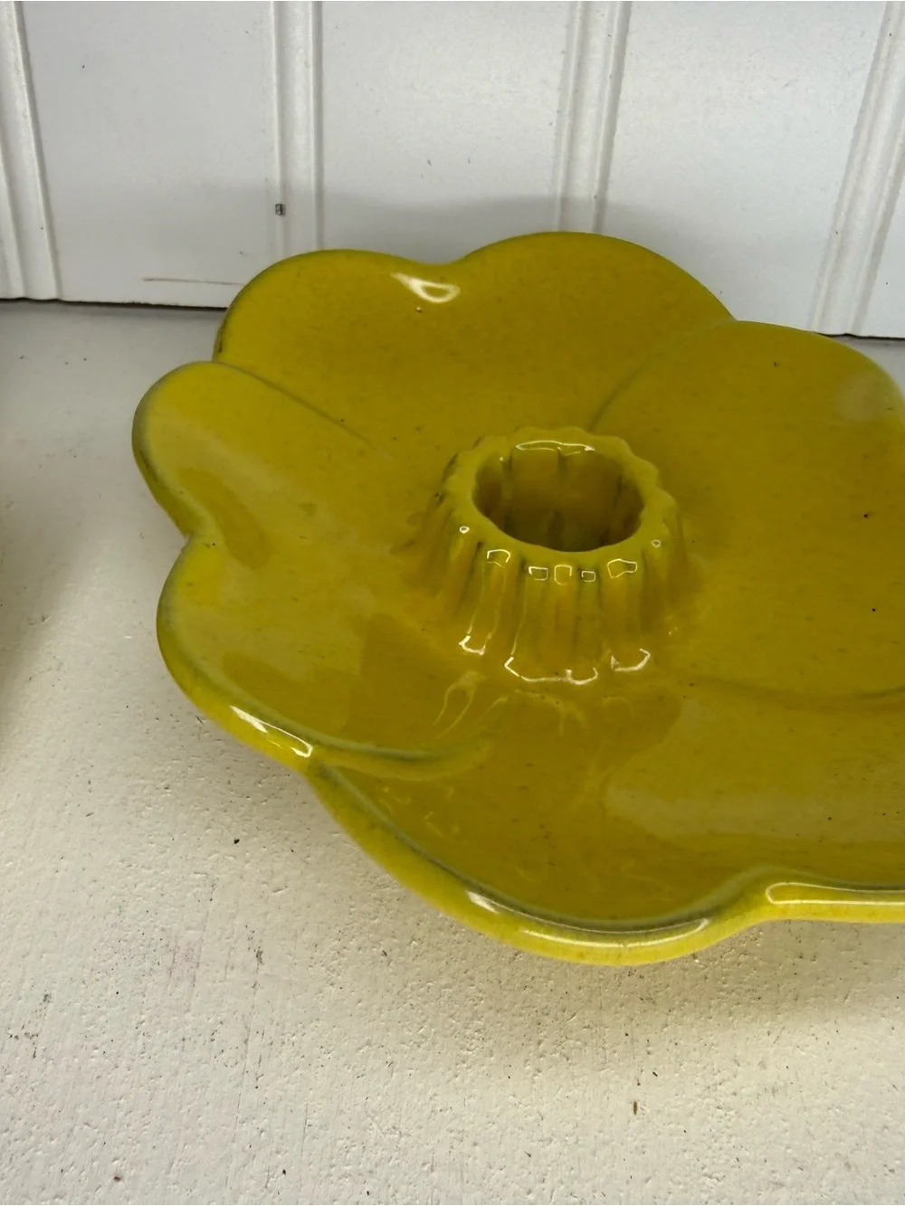 VINTAGE Frankoma Pottery Plainsman Autumn Yellow Candlestick Holder Set